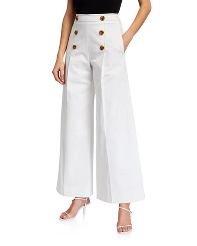 Adeam Wide-leg Sailor Pants In White