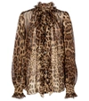 Dolce & Gabbana Leopard-print Silk Organza Blouse In Leopard Print