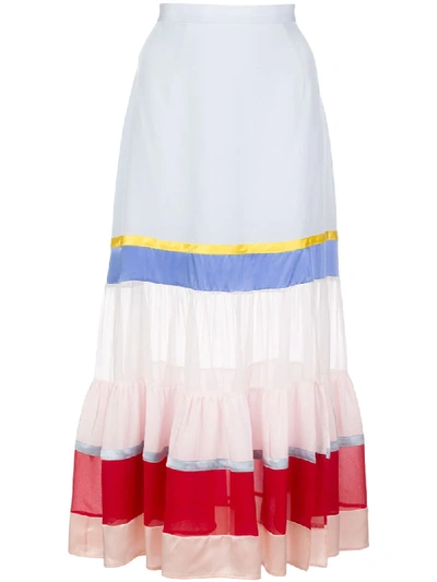 Altuzarra Jib Colorblocked Flounce Skirt In Blue