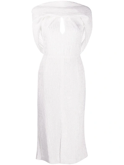 Roland Mouret Belem Dress Silk Jacquard High Neck Dress In White
