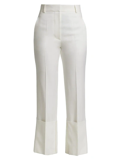 Victoria Beckham Vented Straight-leg Wool Trousers In Off White