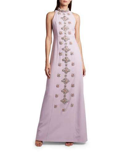 Andrew Gn Sleeveless High-neck Dress In Lilac
