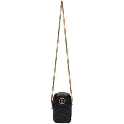 Gucci Gg Marmont Mini Leather Shoulder Bag In 1000 Black