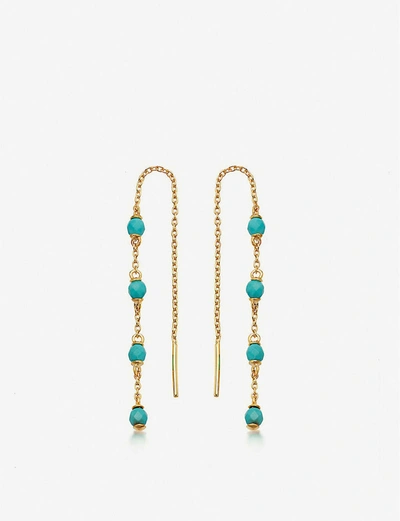 Astley Clarke Stilla Chain 18-ct Gold-plated Silver Turquoise Gemstone Earrings In Blue/yellow Gold