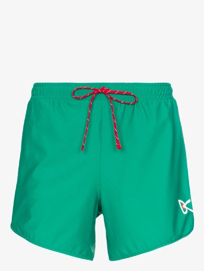 District Vision Spino Logo Print Track Shorts In Green