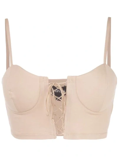 Callipygian Lace-up Bralet In Brown
