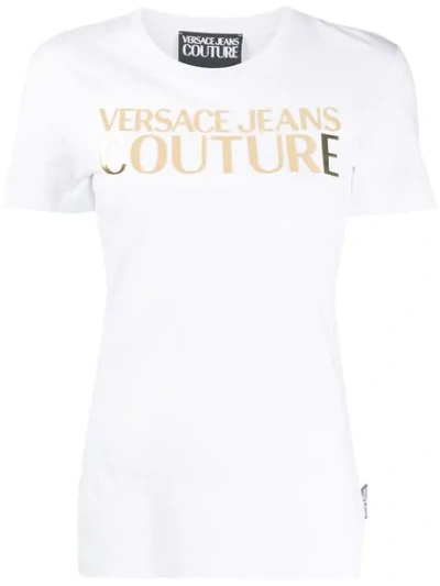 Versace Jeans Couture Gold Logo Print T-shirt In White