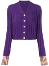 Jejia Striped Cuff Cardigan In Purple