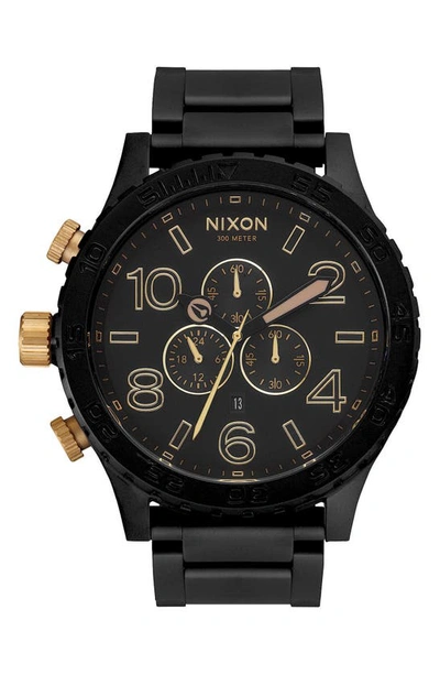 Nixon 'the 51-30 Chrono' Watch, 51mm In Matte Black/ Gold