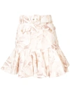 Zimmermann Super Eight Ruffled Leaf-print Linen Skirt In Multi