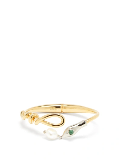 Chloé Freshwater Pearl Snake Cuff In Gold