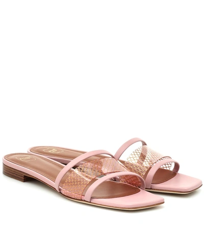 Malone Souliers Demi Mesh-pvc And Leather Slides In Pink