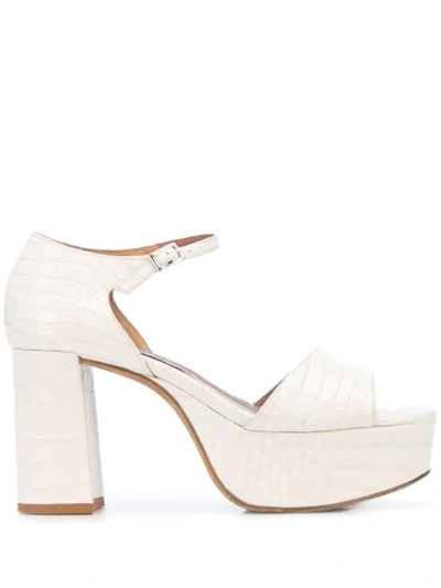 Tabitha Simmons Patton Crocodile-effect Leather Platform Sandals In Neutrals