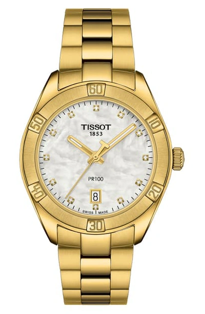 Tissot Pr 100 Classic Chronograph Bracelet Watch, 38mm In Gold