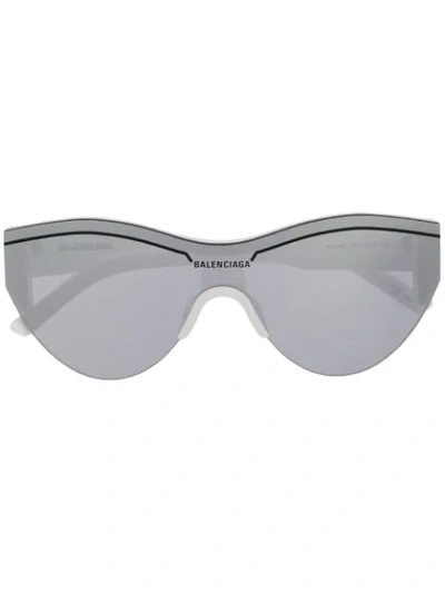 Balenciaga Mirror Lenses Cat-eye Frame Sunglasses In White