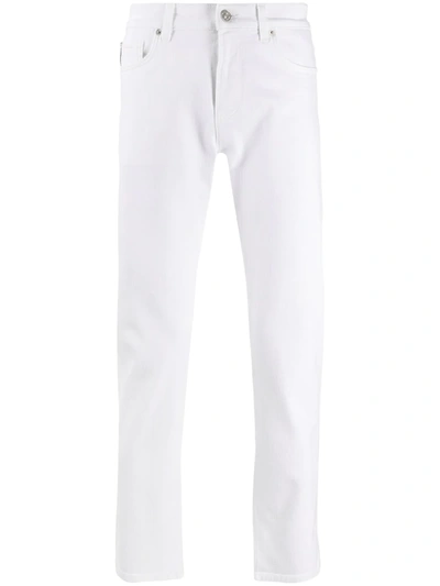 Versace Logo Patch Slim-fit Jeans In White