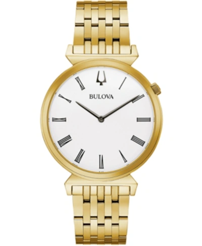 Bulova Men's Regatta Gold-tone Stainless Steel Bracelet Watch 38mm In White