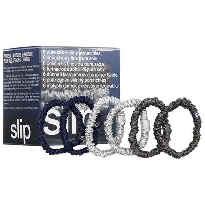 Slip Small Silk Scrunchies Silver, Charcoal, Navy 6 Pack