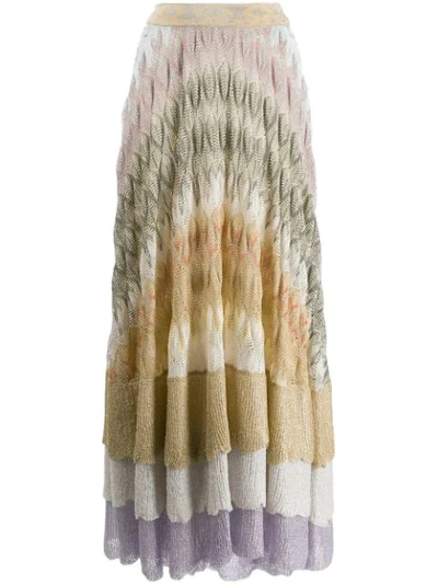 Missoni Tiered Metallic Crochet-knit Silk-blend Maxi Skirt In Neutrals