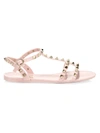 Valentino Garavani Rockstud Jelly Gladiator Sandals In Water Rose