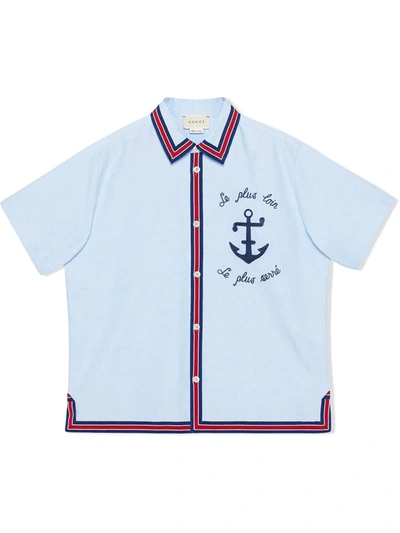 Gucci Kids' Anchor Detail Shirt In Blue
