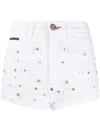 Philipp Plein High-rise Crystal-embellished Shorts In White