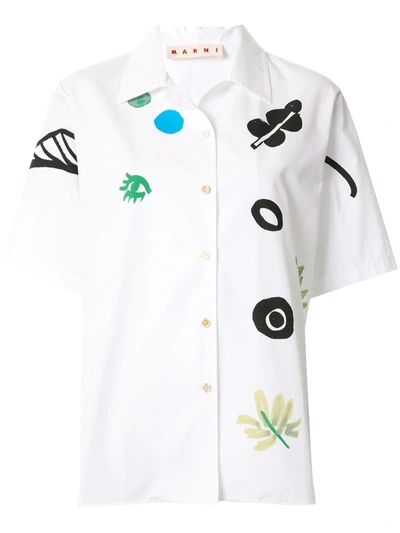 Marni Printed Short-sleeve Shirt In White