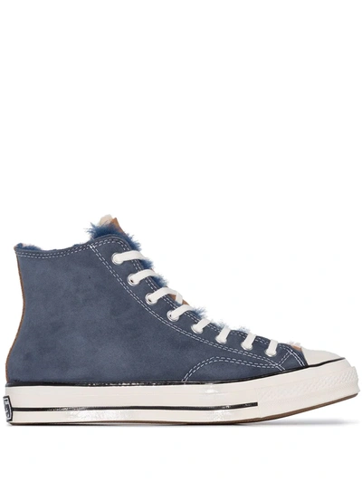 Converse Blue And Pink Shearling Chuck 70 High Top Sneakers