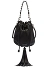 Miu Miu Embellished Drawstring Shoulder Bag In Black