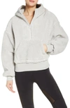 Alo Yoga Streetside Half Zip Faux Fur Hoodie In Dove Grey