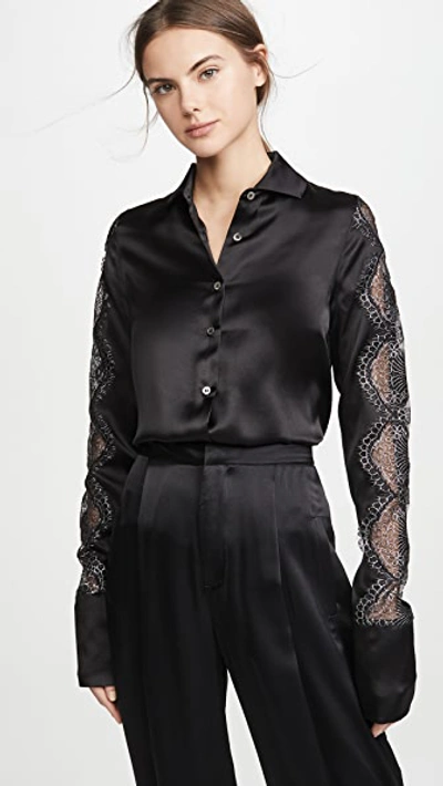 Anais Jourden Black Silk Satin Shirt