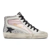 Golden Goose Slide Glitter High-top Sneakers In Silver