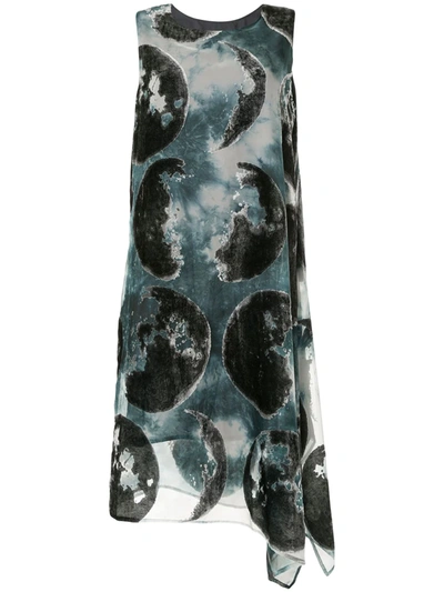 Y's Moon Print Sleeveless Midi Dress In Blue