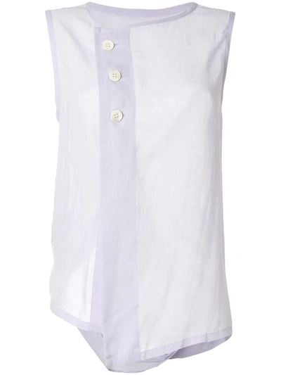 Y's Front Buttoned Vest Top In Purple