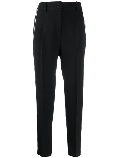 N°21 Piped Stripe Cropped Trousers In Black