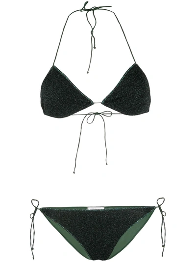 Oseree Speckle Print Bikini Set In Green