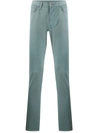 Emporio Armani Mid-rise Skinny Chino Trousers In Blue
