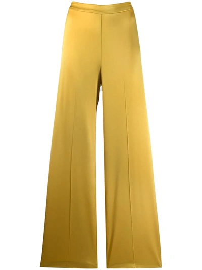 Pinko Satin Palazzo Trousers In Yellow