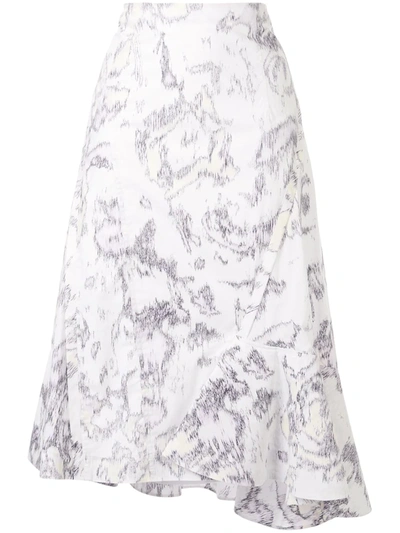 3.1 Phillip Lim Abstract Daisy Print Skirt In White