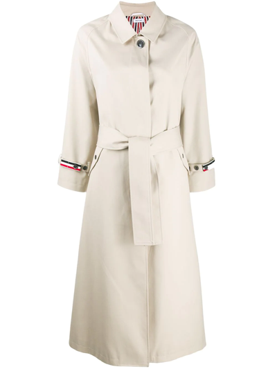 Thom Browne Raglan-sleeve Waterproof Trench Overcoat In Neutrals