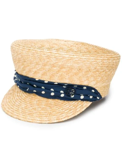 Maison Michel Straw Sailor Cap In Neutrals