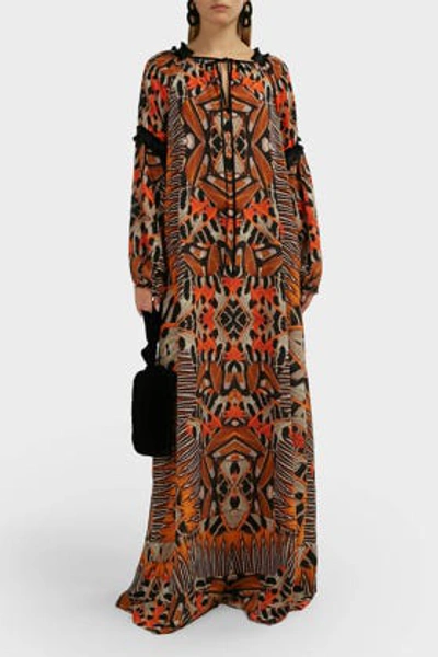 Amanda Wakeley Moth-print Silk Maxi Dress In Multicoloured