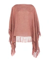 Brunello Cucinelli Woman Capes & Ponchos Pastel Pink Size Onesize Linen, Polyester, Metallic Fiber,