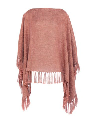 Brunello Cucinelli Woman Capes & Ponchos Pastel Pink Size Onesize Linen, Polyester, Metallic Fiber,