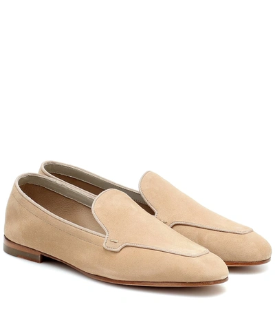 Max Mara Laric Suede Loafers In Beige