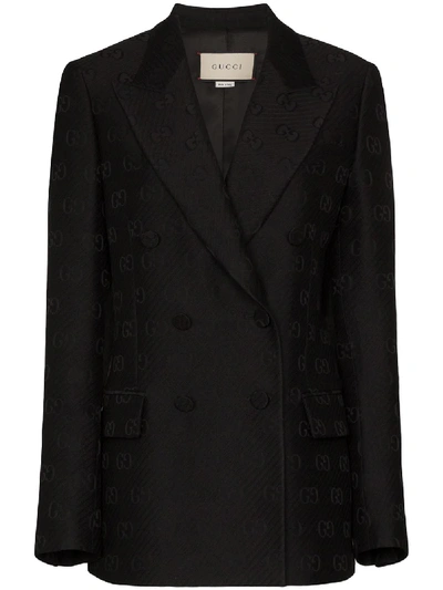 Gucci Wool-blend Jacquard Blazer In Black