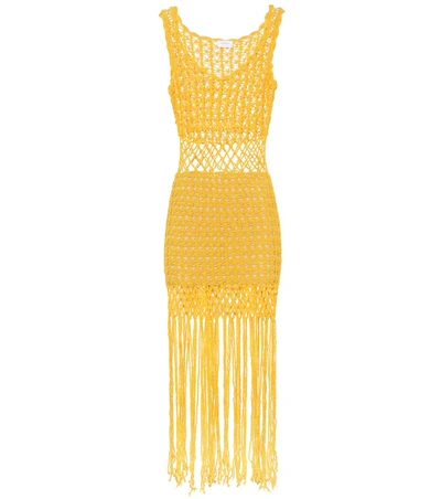 Anna Kosturova Gypsy Crochet Midi Dress In Yellow