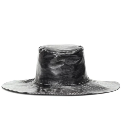 Maison Michel Lauren Leather Hat In Black