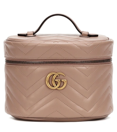 Gucci Gg Marmont皮革化妆包 In Pink