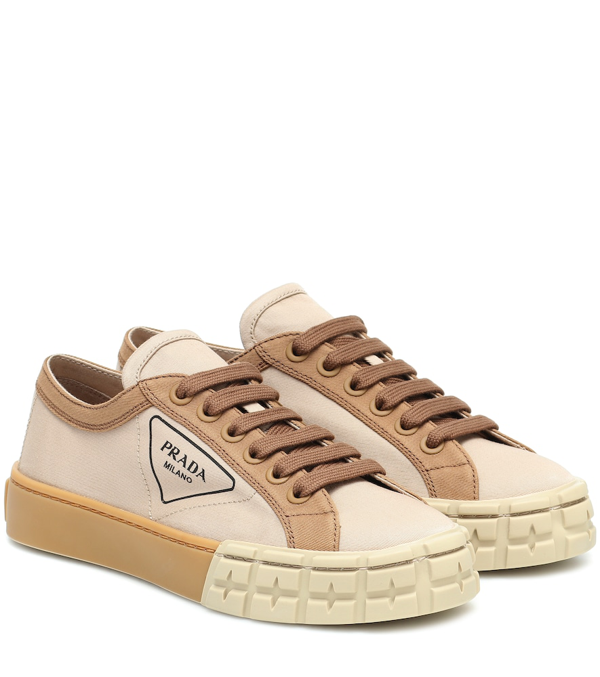 Prada Wheel Canvas Sneakers In Beige ModeSens